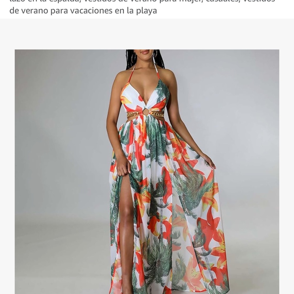 Vibrant Floral Halter Maxi Dress - Picture 11 of 11